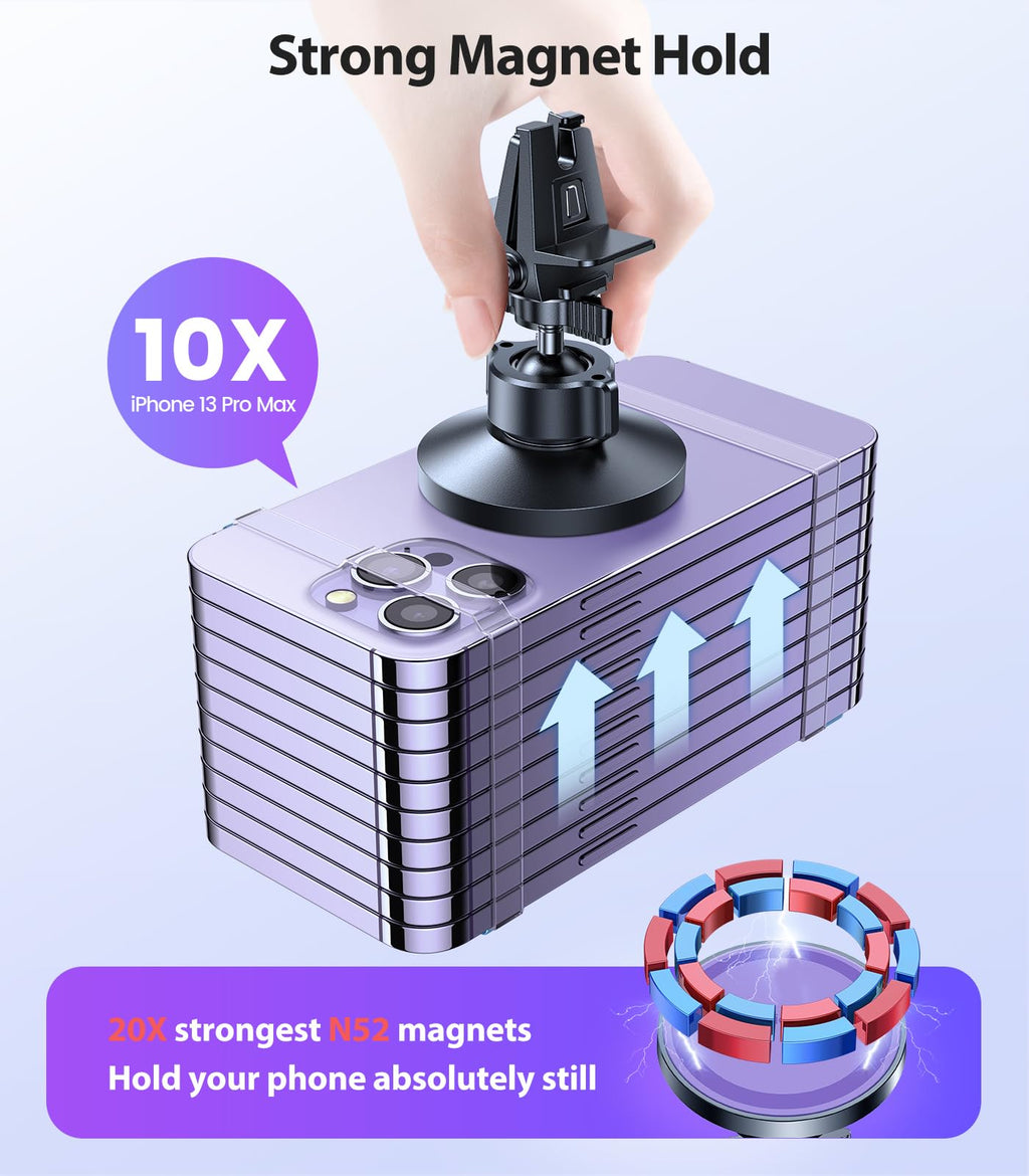 VICSEED for MagSafe Car Mount [Upgraded Strongest Magnet Power] Magnetic Phone Holder for Car Vent 360 Adjustable Magnetic Car Phone Holder Mount for iPhone 17 Pro Max 16 15 14 13 12 Plus Mini