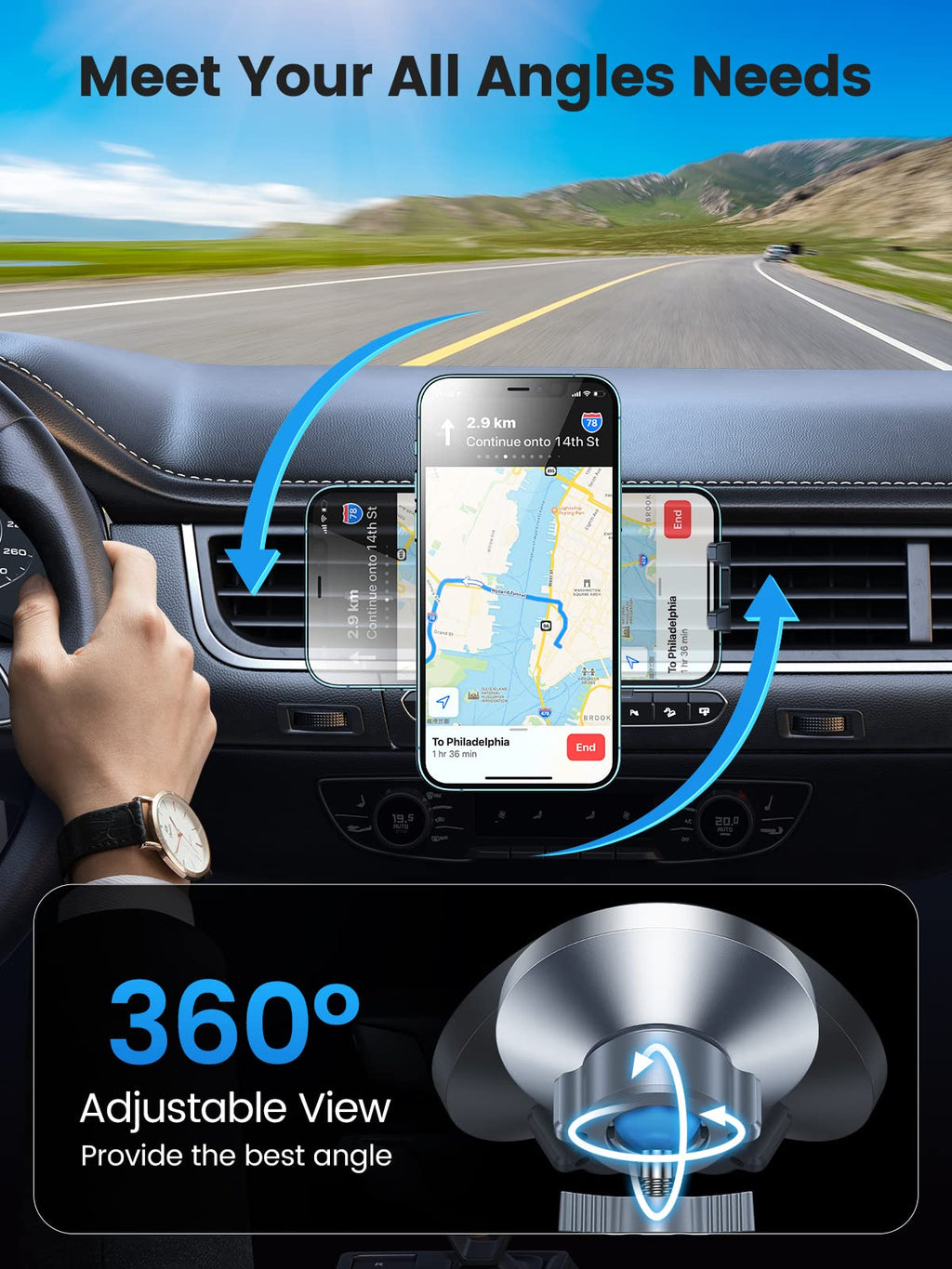 VICSEED for MagSafe Car Mount [Upgraded Strongest Magnet Power] Magnetic Phone Holder for Car Vent 360 Adjustable Magnetic Car Phone Holder Mount for iPhone 17 Pro Max 16 15 14 13 12 Plus Mini