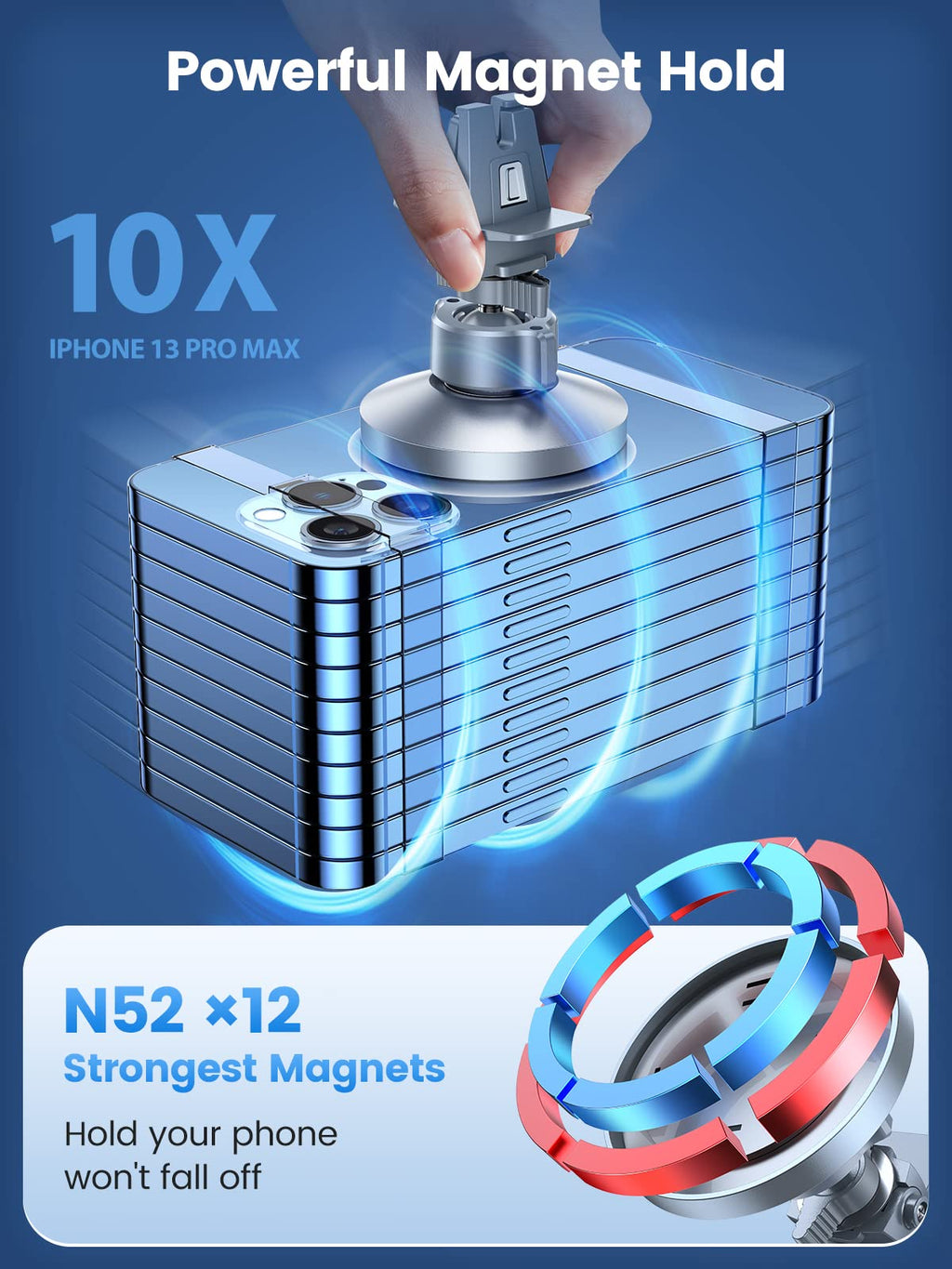 VICSEED for MagSafe Car Mount [Upgraded Strongest Magnet Power] Magnetic Phone Holder for Car Vent 360 Adjustable Magnetic Car Phone Holder Mount for iPhone 17 Pro Max 16 15 14 13 12 Plus Mini