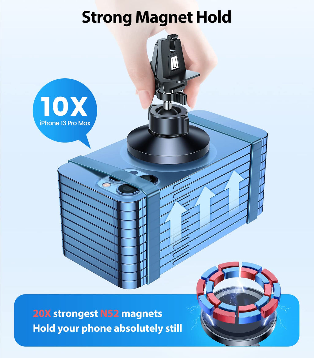 VICSEED for MagSafe Car Mount [Upgraded Strongest Magnet Power] Magnetic Phone Holder for Car Vent 360 Adjustable Magnetic Car Phone Holder Mount for iPhone 17 Pro Max 16 15 14 13 12 Plus Mini