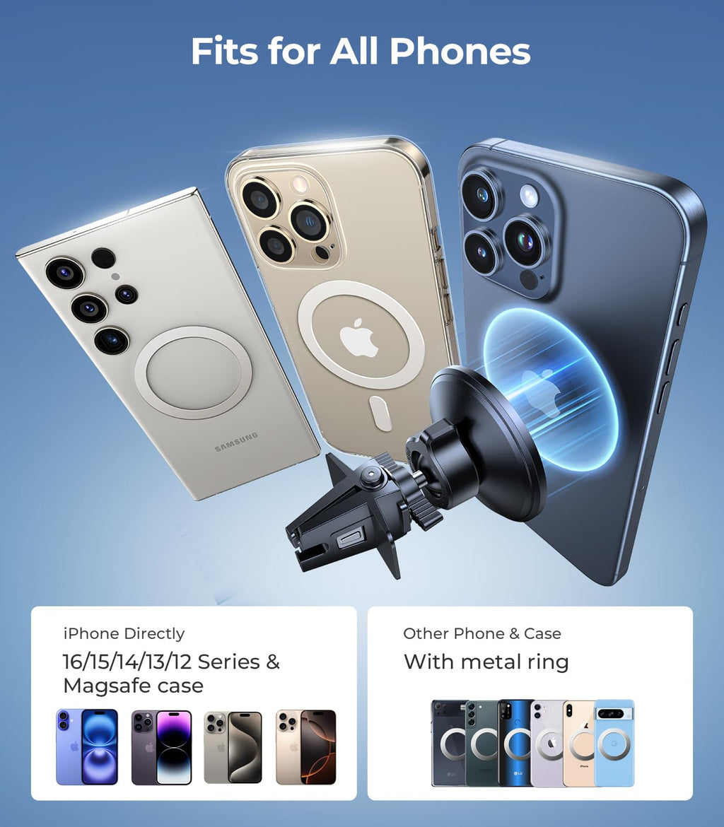 VICSEED for MagSafe Car Mount [Upgraded Strongest Magnet Power] Magnetic Phone Holder for Car Vent 360 Adjustable Magnetic Car Phone Holder Mount for iPhone 17 Pro Max 16 15 14 13 12 Plus Mini