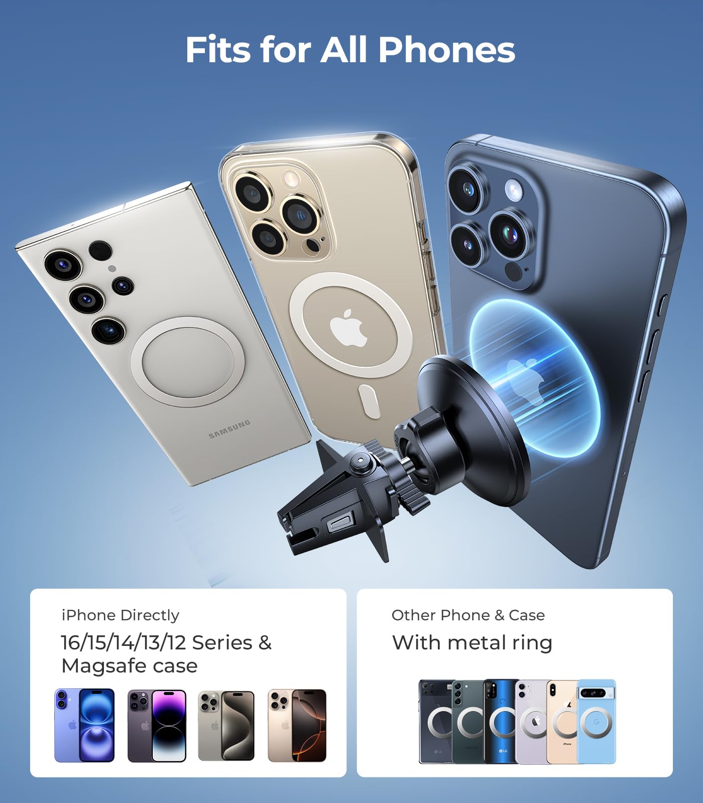 VICSEED for MagSafe Car Mount [Upgraded Strongest Magnet Power] Magnetic Phone Holder for Car Vent 360 Adjustable Magnetic Car Phone Holder Mount for iPhone 17 Pro Max 16 15 14 13 12 Plus Mini