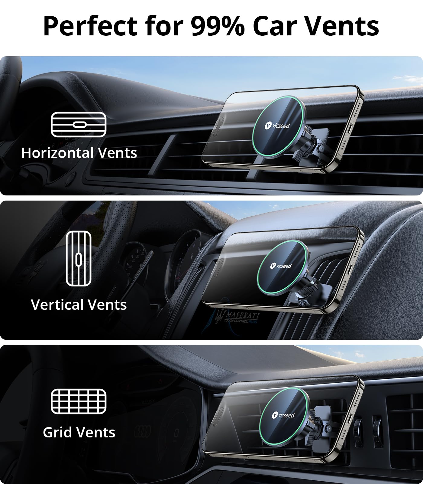 VICSEED for MagSafe Car Mount [Upgraded Strongest Magnet Power] Magnetic Phone Holder for Car Vent 360 Adjustable Magnetic Car Phone Holder Mount for iPhone 17 Pro Max 16 15 14 13 12 Plus Mini